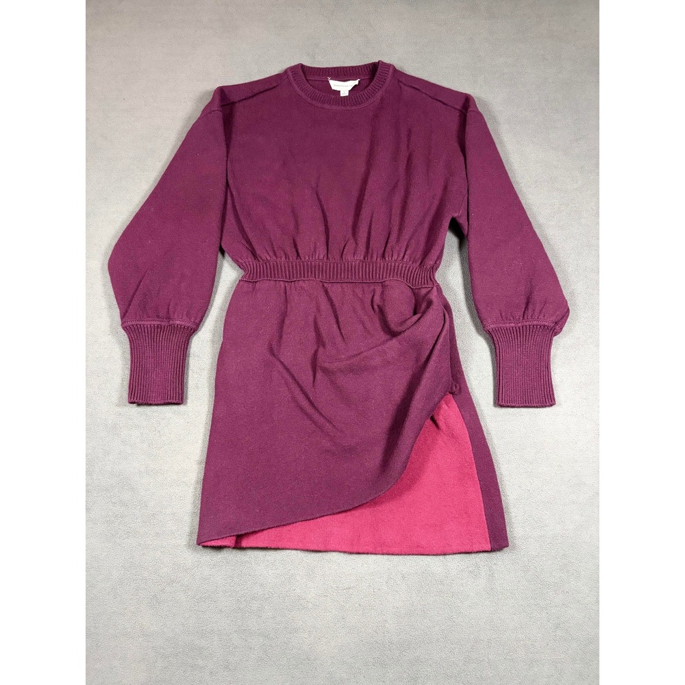 Something Navy Sweater Dress Womens Size S Purple Cotton Cashmere Knit Mini